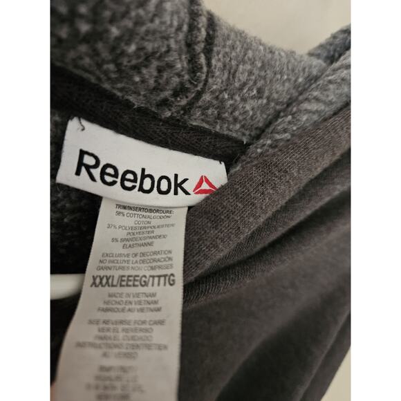 Reebok Hoodie Mens 3XL Gray Logo Pullover Sweatshirt Long Sleeve - Picture 3 of 4